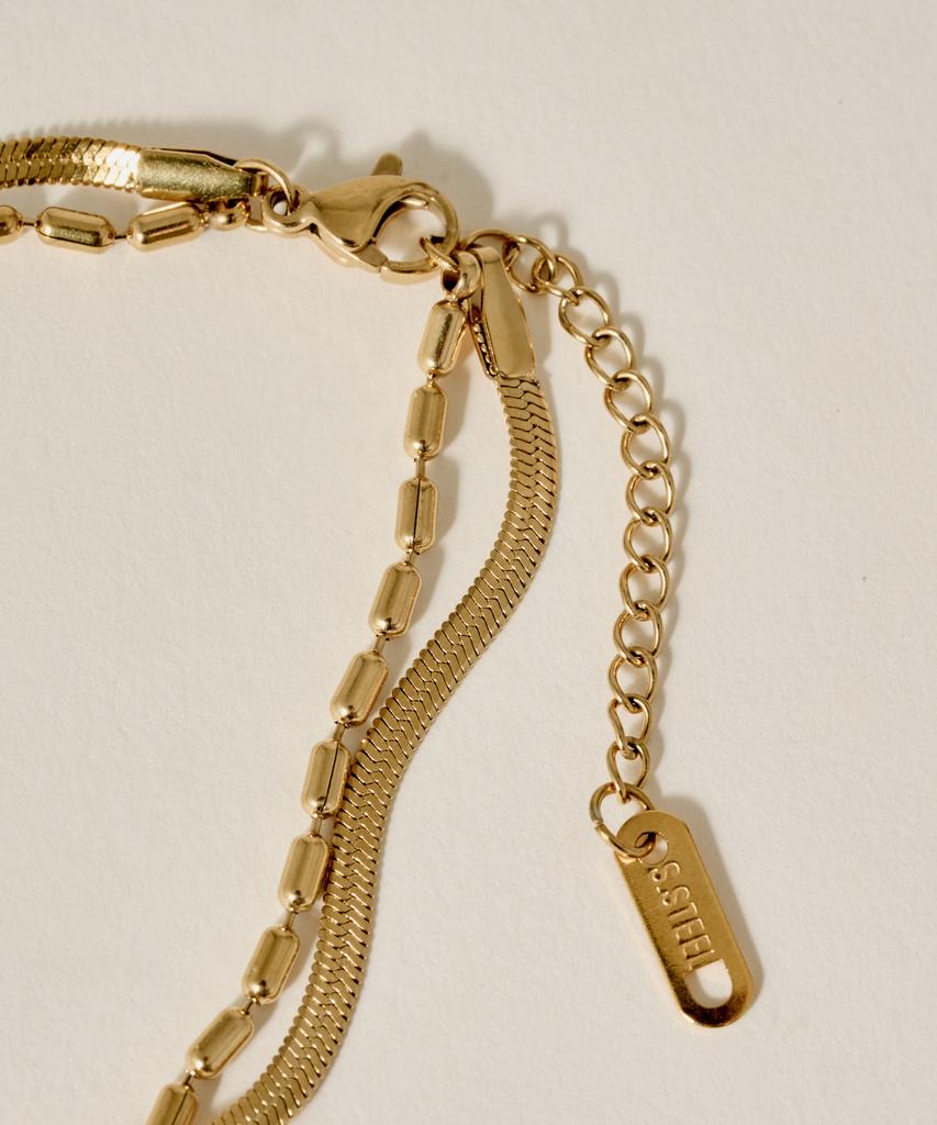 Novice Tokyo Bar & Snake Double Chain Bracelet [Stainless] / Gold