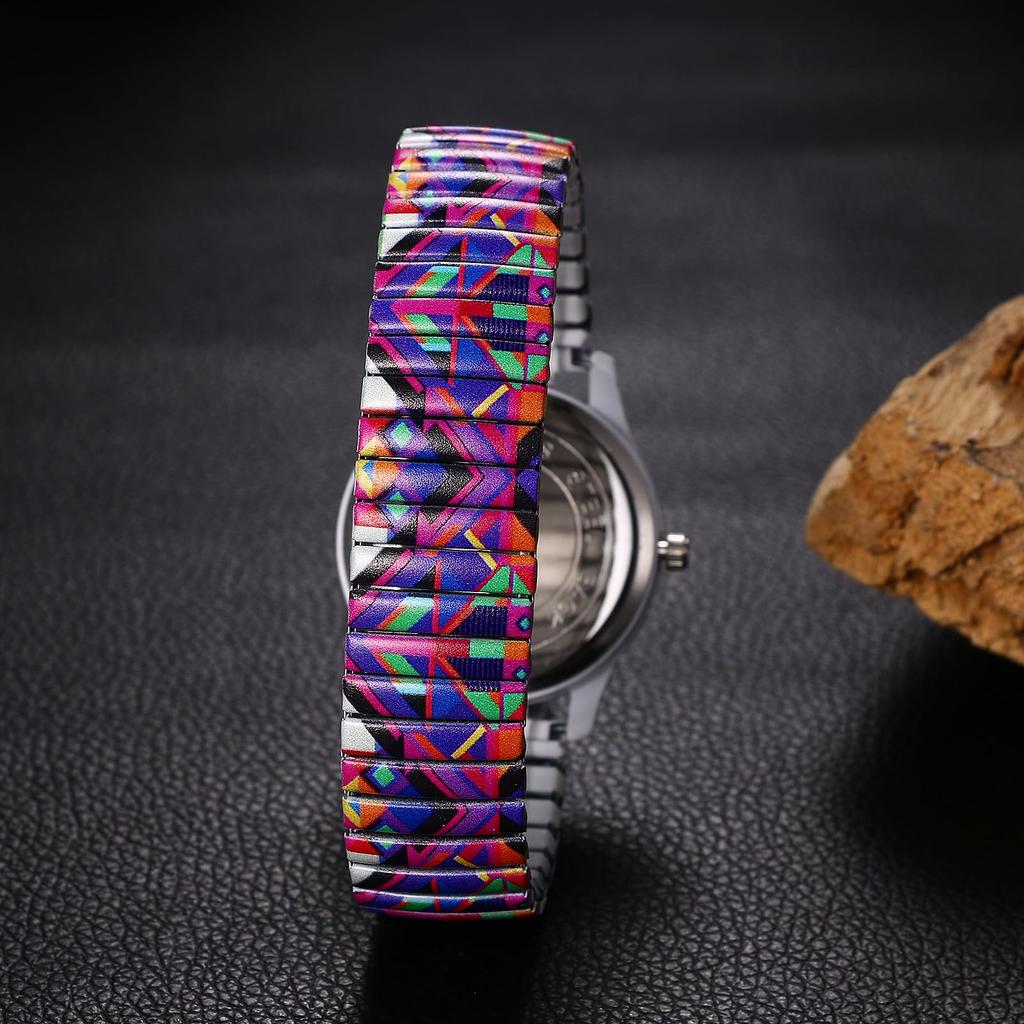 Stylish, Popular, Waterproof Watch with Analog Display, Colorful Numbers, Stainless Steel Strap, Adjustable Length, and Quartz Movement for Men and