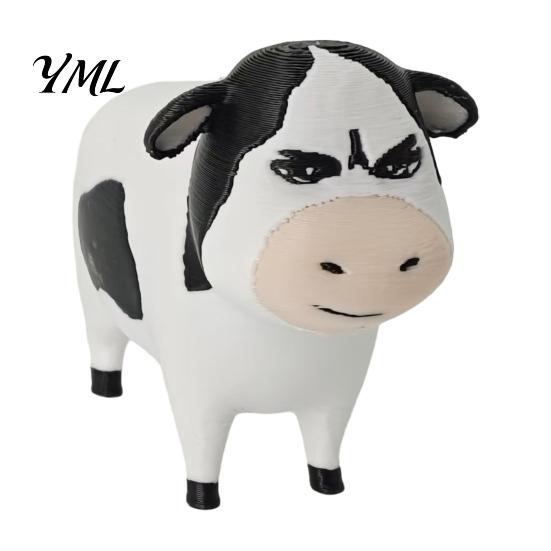 Dairy Cattle Statue 3D Printed Cow Figurine, Cartoon for Desk Decor, Mini Animal Sculpture Home Office, Gift Lovers PLA Decoration