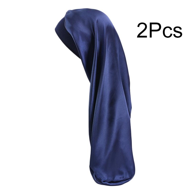 1Pc Women Solid Color Hair Hat Double Sided Silk Satin Bonnet Long Hair Polyester Night Sleep Cap Dreadlocks Braids
