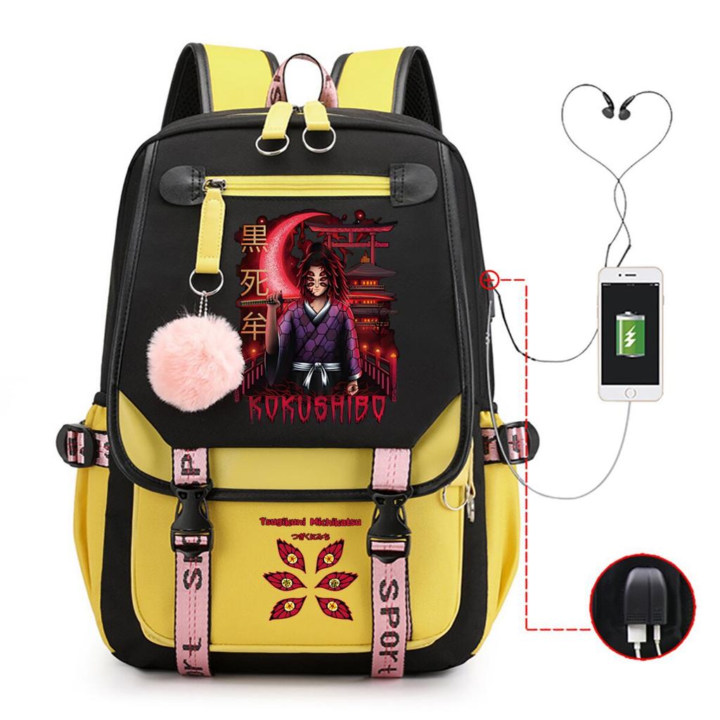 New Ghost Destroyer Peripheral Animation Korean Edition Student Leisure School Bag Large Capacity Multifunctional Backpack with USB