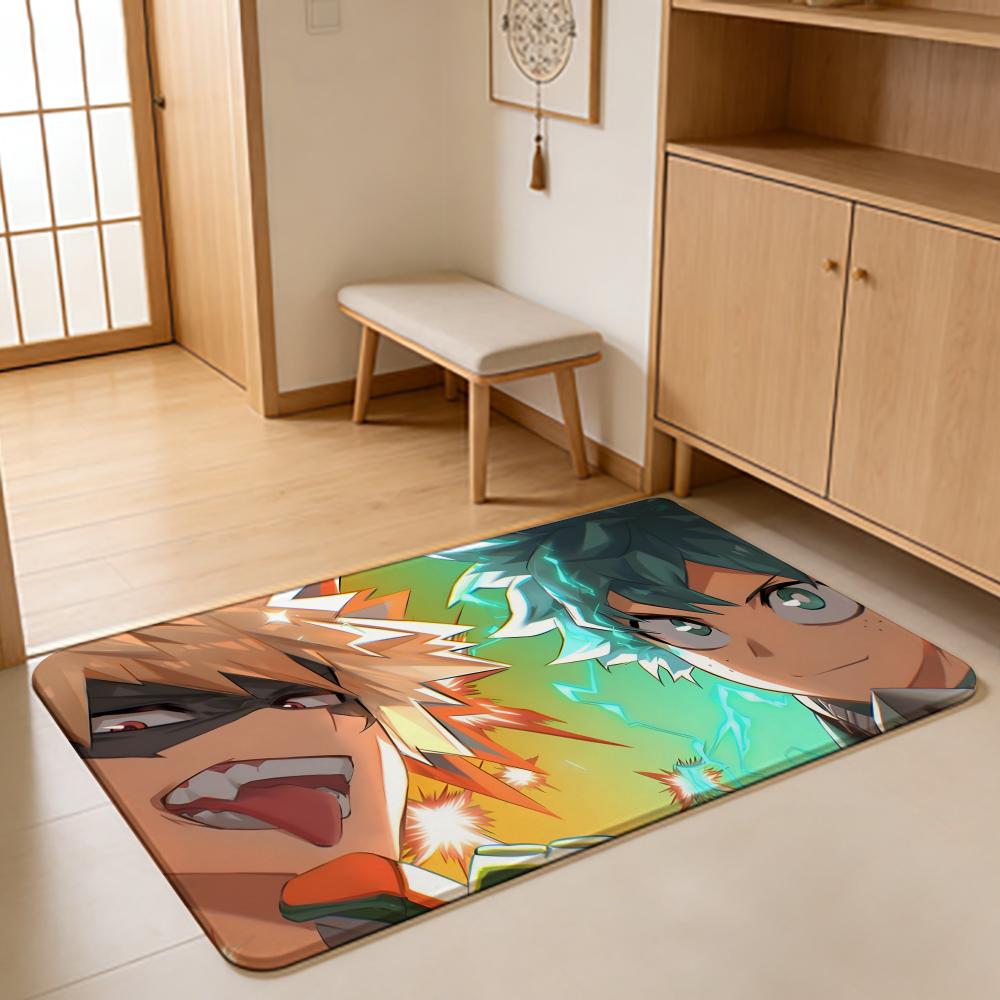 ANIME M-My Hero Academia Floor Mat Absorbent Floor Mat Non-Slip Entrance Rug for Bathrooms Restrooms and Toilets