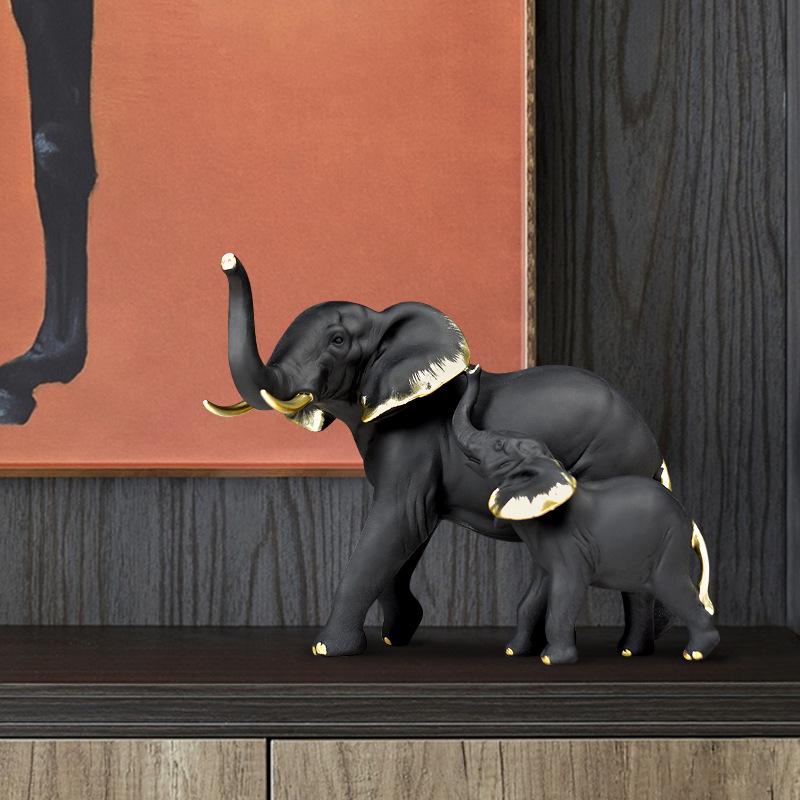 Modern Light Luxury Elephant Ornament - Resin Handicraft for Office, Living Room, or TV Cabinet Decoration