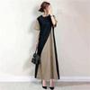 YUANYUAN Summer Don King Short Long Round High Loose Perfect for Summer Women's Color-Matching Dress, Dress, Sleeves, Length, Neck, Waist, A-Line,