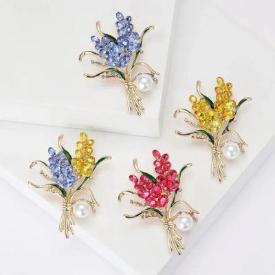 1 Pcs Trendy Rhinestone Wheat Brooches For Women Unisex 2colors Pearl Plant Office Party Brooch Pin New Gifts