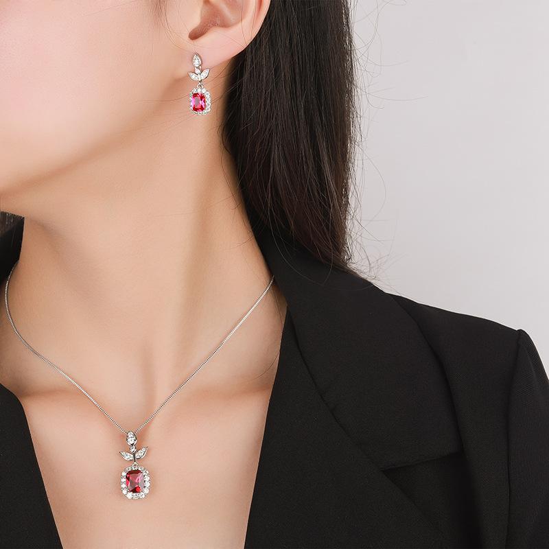 Jewelry Copper Bottom Gold-Plated Simulation Color Treasure Gang Xiaoqing Temperament Set Main Stone 8 * 10-6 * 8
