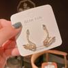 JWER New Exquisite Rhinestone Shiny Zircon Snake Earrings Stud for Ladies Girls with Ear Clip Trendy Street Party Jewelry Gifts