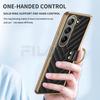 Elegant Plating Leather Ring Bracket for Samsung Galaxy Z Fold 6 5 4 3 Magnetic Case with Tempered Film Folding Shockproof Cover
