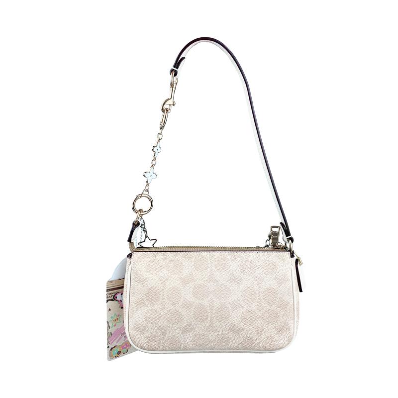 COACH shoulder bag [Customized bag] Nolita 19 ZY Zhiyu classic presbyopia flower graffiti sunflower pearl Sand color and chalk white (Goodnight Bear)
