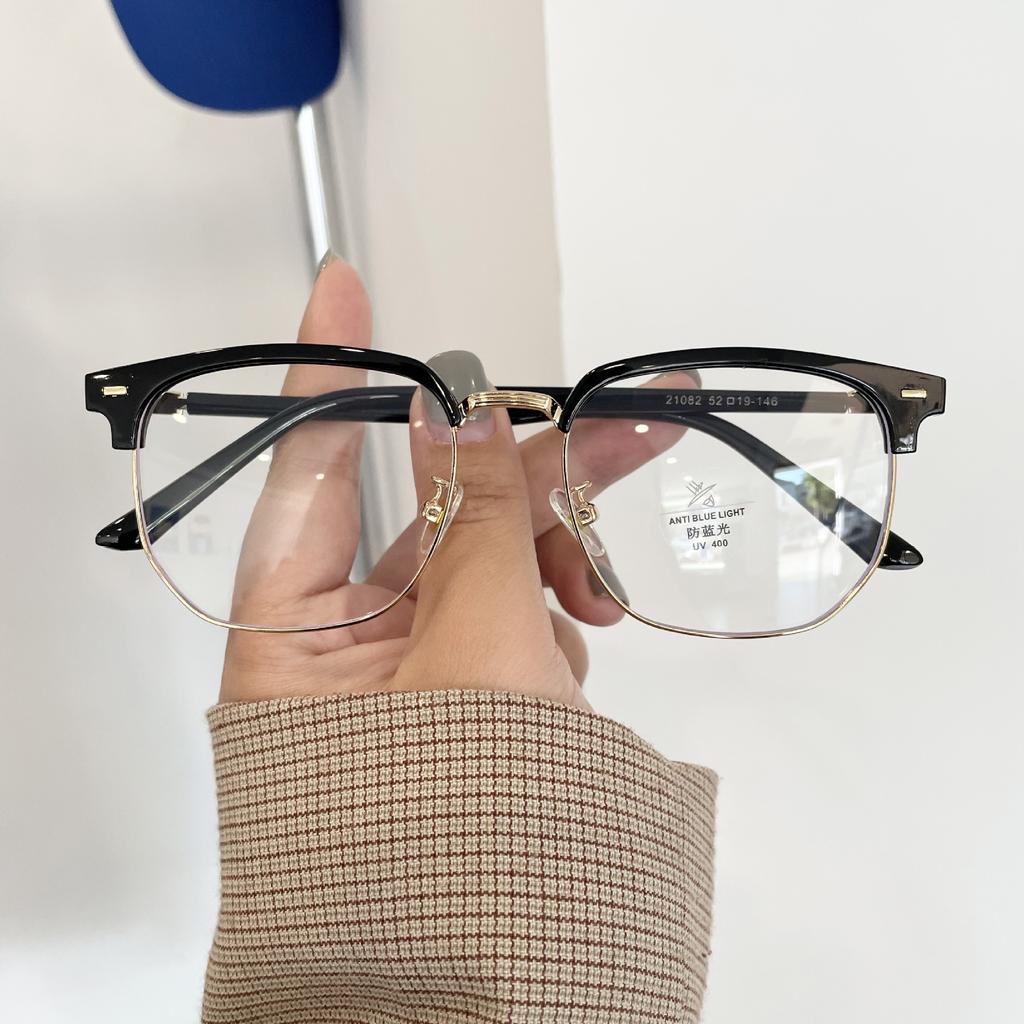 Half-Frame Glasses Men'S Trendy Myopia Sven Scum Technical Man Ruffian Handsome Glasses Frame Eyes Anti-Blue Light Glasses