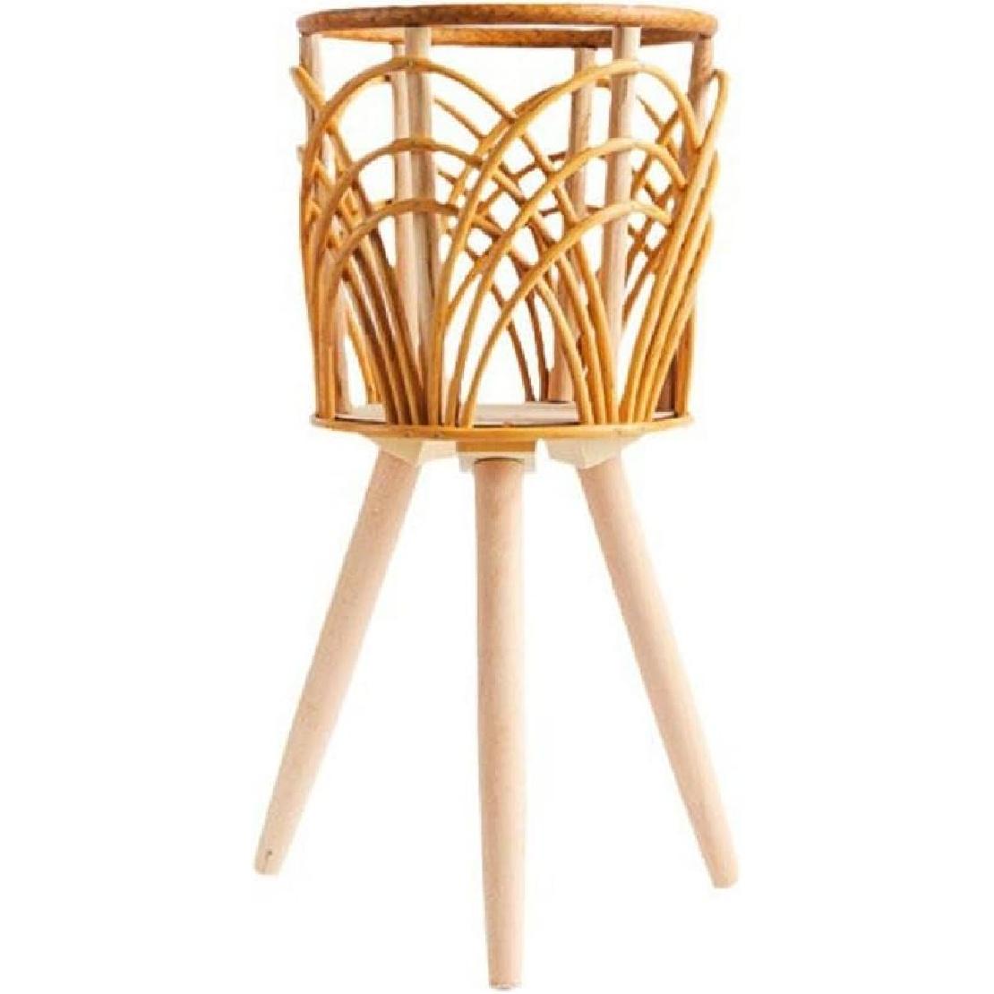 Handmade Braid Artificial Rattan Plastic Flower Pot With Stand Plant Storage Stand DIY Nursery Pots Home Decorations Rattan Plant Stands For Indoor