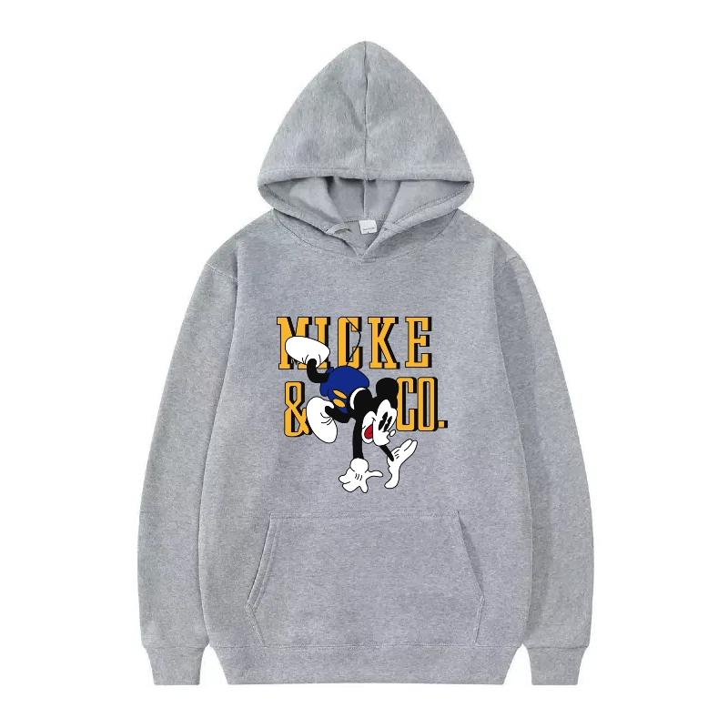 Disney Mickey Mouse Pattern Woman Fleece Casual Loose Black Autumn Tops Clothes Pullovers Ladies Cheap Hoodies Men Sweatshirts
