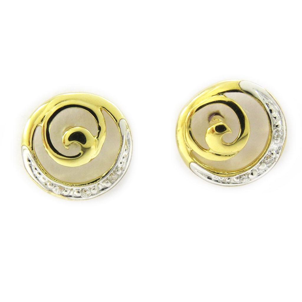 Les Trésors De Lily [L6689] - Cercei placați cu aur „Sissi”, aur alb - 10 mm