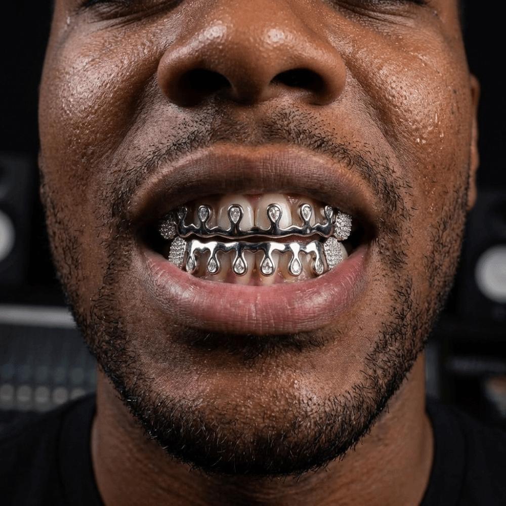 Gift Removable Hiphop Teeth Grillz Punk Funny Rhinestone Tooth Caps Bling Gold Silver Color Men Women Jewelry Rapper