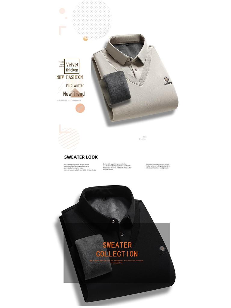 Hengyuanxiang Men's Plus Velvet Two-in-One Warm Shirt, Spring/Autumn Fashion Casual Top