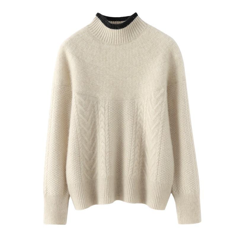 Semi-turtleneck Autumn and Winter Soft Waxy Warm Loose Versatile Pullover Top