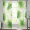 Watercolor Lotus Leaves Sheer Curtains For Living Room Window Transparent Voile Tulle Curtain Bedroom Drapes Home Decor