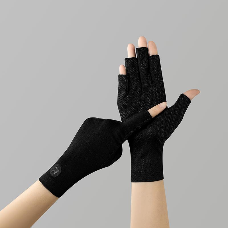 Women's Cotton Thin Touch Screen Riding Driving Outdoor Summer Autumn Fingerless Half-finger UV Protection Sunscreen Gloves