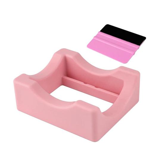 Silicone Cup Holder Tray with Built-in Slot for Crafts Small Flexible Stand for Vinyl Decals Mug Decorating Accessory