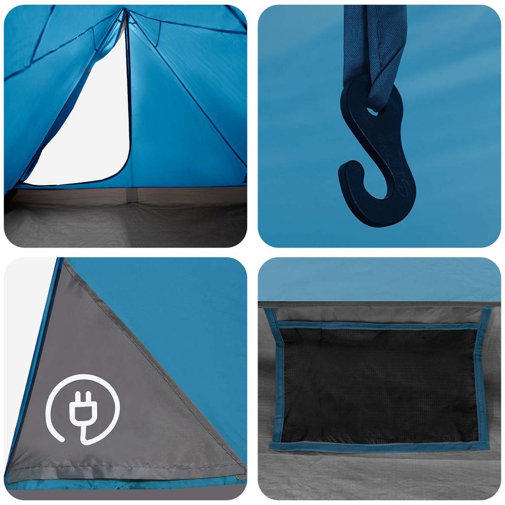 Trekking Tent Blue 4 Person 185T Polyester with PU Coating