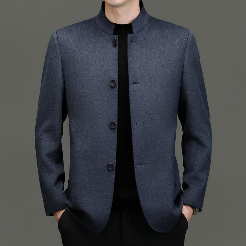 

New Men s High-End Wool Cashmere Zhongshan Stand Collar Suit Jacket 2XL сірий колір