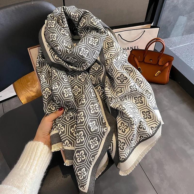 Nový Zimný Hrejivý Kašmírový Šál Dámsky Šál Pashmina Hrubý Šál Deka Bufanda Cestovný Šál Dámsky Vzorovaný Šál