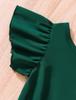 Girls' Flutter Sleeve One-Shoulder Camisole & Bow Gradient Starry Mesh Dress Set