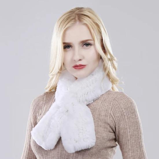 

New Brand Women Genuine Rex Rabbit Fur Scarf Winter Lady Knitted Natural Rex Rabbit Fur Mufflers Russian Real Fur Scarves