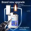 Trendy High-tech Voice-controlled Lighter with Four Ignition Methods Portable and Visible Oil Tank Cigarette Accessories Gift