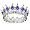 Teardrop Rhinestone Circle Princess Round Metal Crown Queen King Birthday Cake Tiaras Hair Jewelry Party Wedding Head Ornaments