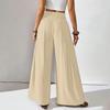 European and American Fashion Casual Women's High-Waisted Wide-Leg Pants with Pockets