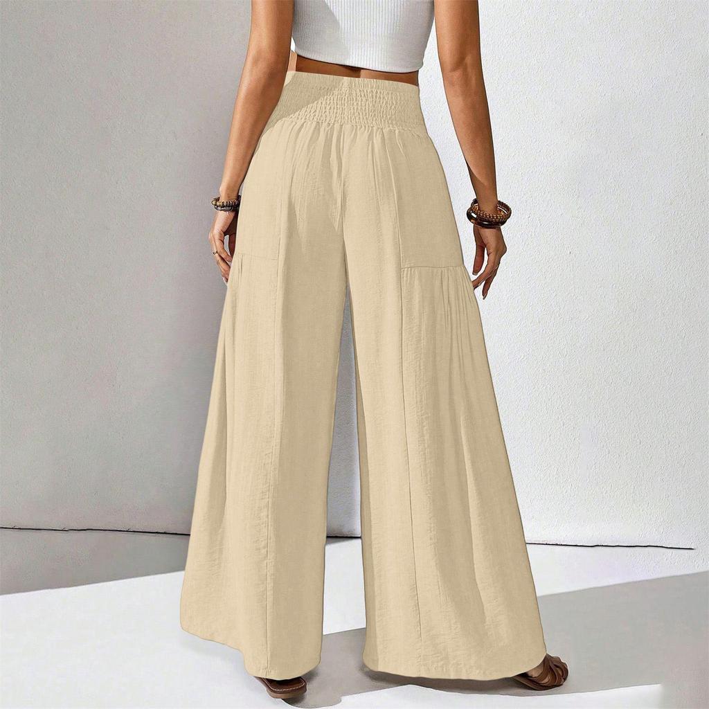 European and American Fashion Casual Women's High-Waisted Wide-Leg Pants with Pockets