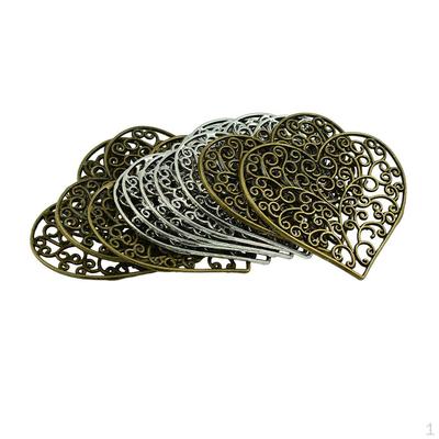 10 Stück 64x56mm große hohle filigrane Herzanhänger Vintage Bronze und trendige Legierungsanhänger