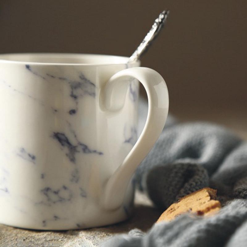 350ml Ceramic Marbled Mug Modern Blue Marble Mug Porcelain Water Milk Cup Breakfast Juice Cup Microwave Safe