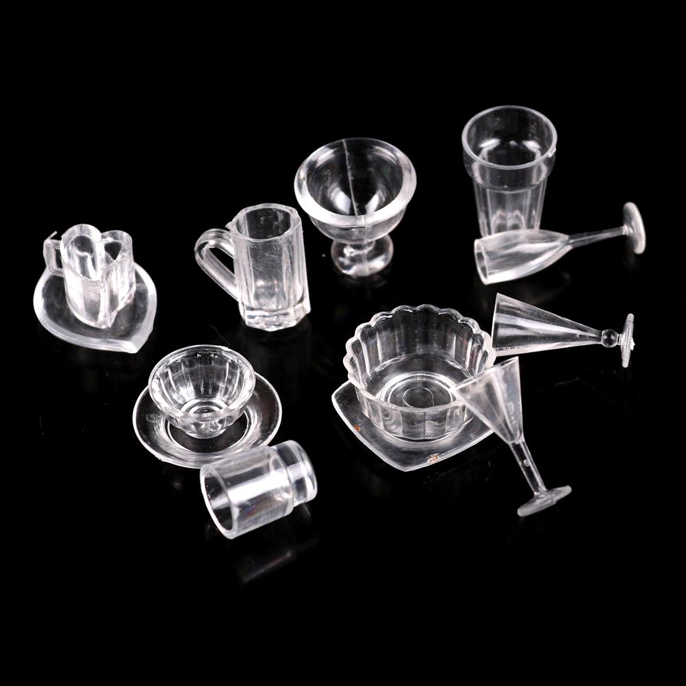 13/17Pcs/lot 1:12 Scale Plate Cup Dish Bowl Tableware Set Dollhouse Miniature Durable Toy Doll Food Kitchen Living Room Accessories