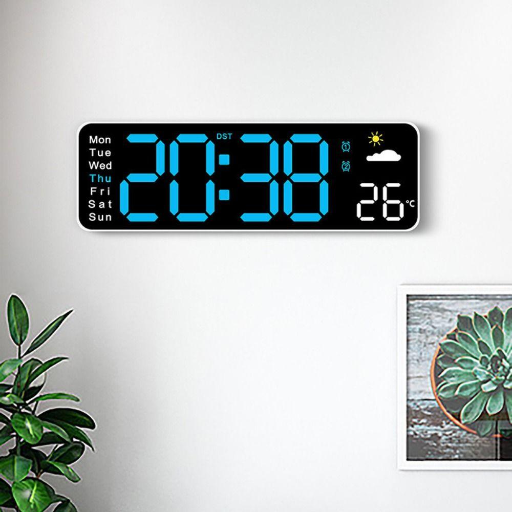 Temperature Humidity  Display Alarm Clock Large Screen LED Clock Digital Wall Clock  Living Room