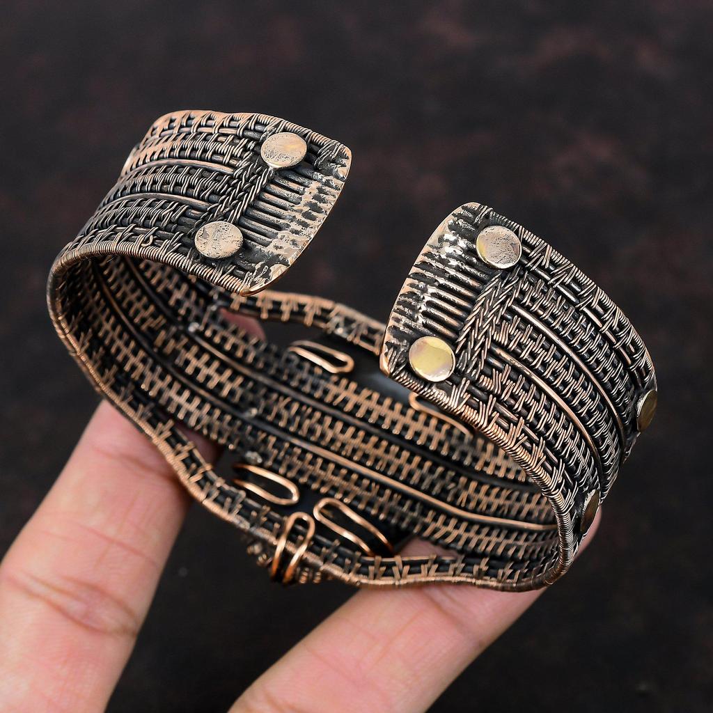 Red Carved Bone Face Bangle Copper Wire Wrapped Rainbow Moonstone Cuff Bracelet Adjustable Handmade Bangle Gemstone Jewelry Anniversary Gift