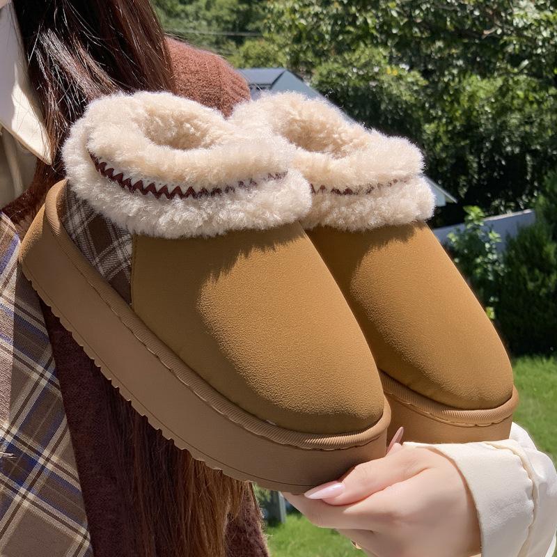 2025 ethnische Baumwollschuhe Winter koreanische Version Wildleder Zuhause Herbst und Winter dicksohliger Plüsch rutschfest Oberbekleidung