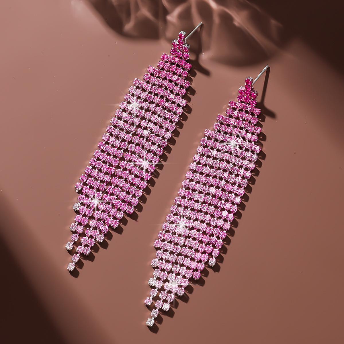 

Корейские серьги-кисточки с цирконами и стразами для светского вечера розы красного