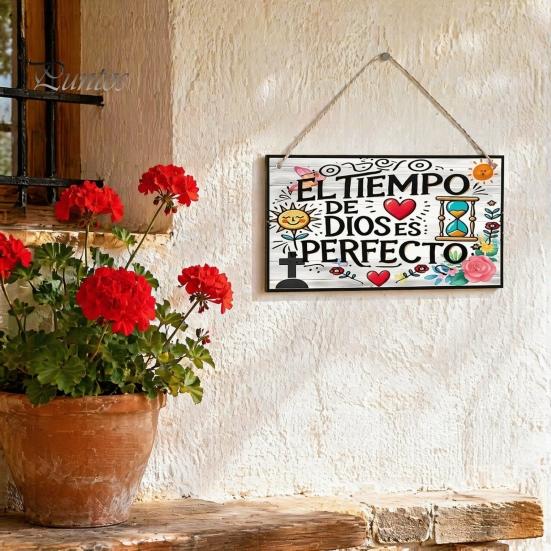 Inspirierendes Gebetskunst Spanisches Religiöses Wandbehang-Ornament mit Rosenkreuz-Blume, Neue Wohnung Einweihungsgeschenke Holz-Dekor-Anhänger