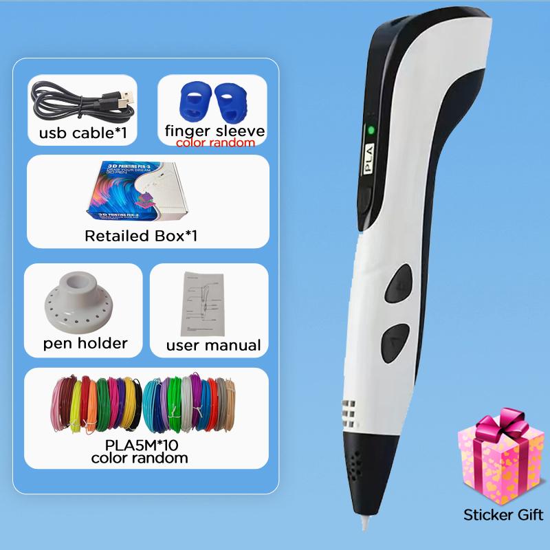 3D Kalem Çocuklar için PLA Filamentler 3D Baskı Kalemi Çocuklar DIY Çizim Kalemleri Type C Portlu Erkek Kız Noel Doğum Günü Hediyeleri