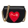 Inflatable Heart Shaped Decorative Flap Closure Three Layer Chain Leather Crossbody Shoulder Bag Women Bags Black A74198008-1555