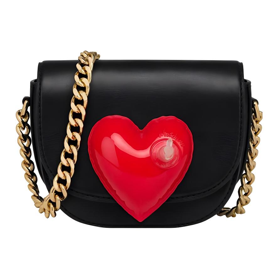 

Moschino Inflatable Heart Shaped Decorative Flap Closure Three Layer Chain Leather Crossbody Shoulder Bag Women Bags Black A74198008-1555 Basic Set (Bag+Dust Bag)