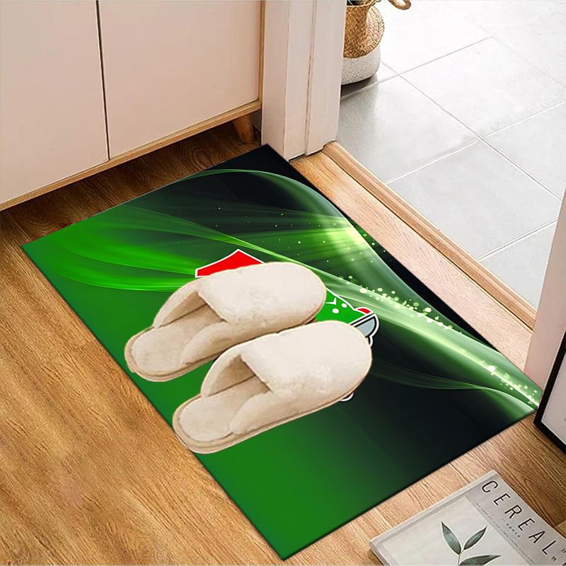 Green And Red Soccer Emblem Printed Office Carpet Chair Cushion Entryway Rug, Rugs for Living Room, Bedroom Christmas gifts