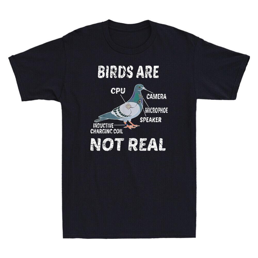 Birds Are Not Real Funny Bird Spies Conspiracy Theory Birds Retro Unisexs TShirt S