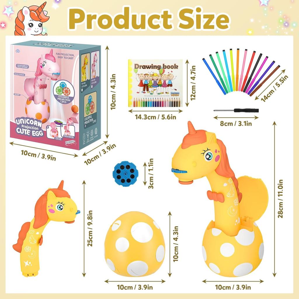 KETIEE Unicorn Drawing Projector Toys for Ages 5-7: Trace and Draw Projector for Kids with Cute Unicorn Look, Smart Art Sketcher Projector with 96