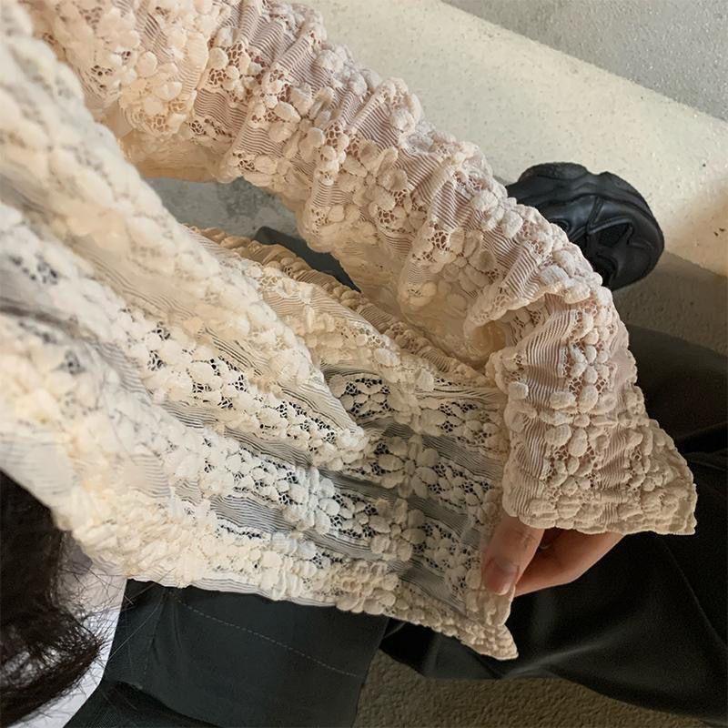 Dámský háčkovaný krajkový kardigan 2025: Lehký, Dlouhý rukáv, Ochrana proti slunci