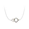 Minimalist Geometric Double Ring Zircon Necklace: S925 Silver-Plated Clavicle Chain Gift for Women