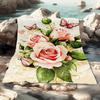1pc Rose Blanket- Lightweight Flannel Throw for Sofa, Outdoor, Camping, Livingroom, Office, Chair, and Bed - Digital Printing