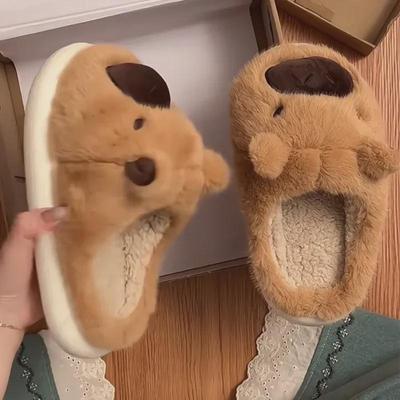 Pantofole da Donna in Cotone Peluche Capibara - Antiscivolo, Calde Calzature da Interno per Autunno/Inverno